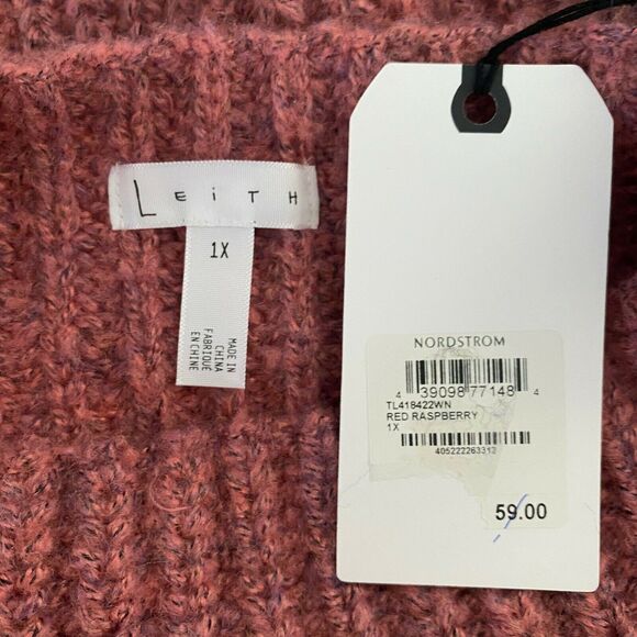 Leith Womens Mock Neck Sweater Cozy Pullover Long Sleeve Red Raspberry 1X - Picture 8 of 9